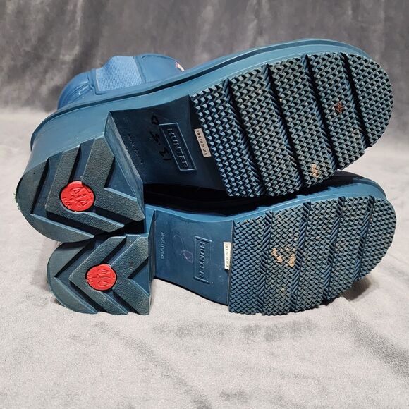 HUNTER TEAL CHUNKY BLOCK HEEL CHELSEA RAIN BOOTS Women's Size 8 - Picture 8 of 12